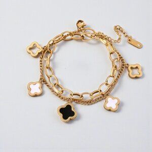 Clover Double Layer Charm Bracelet